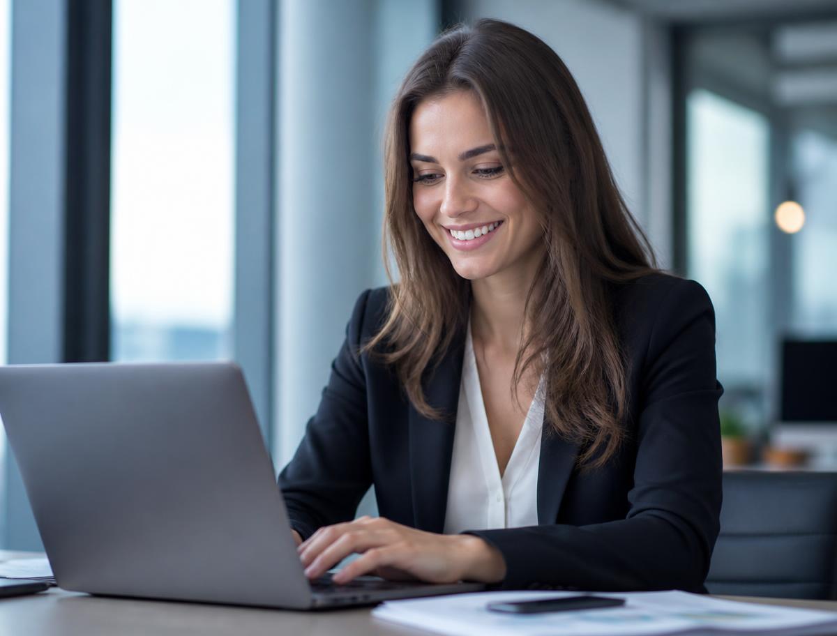 Professional working with her corporate email